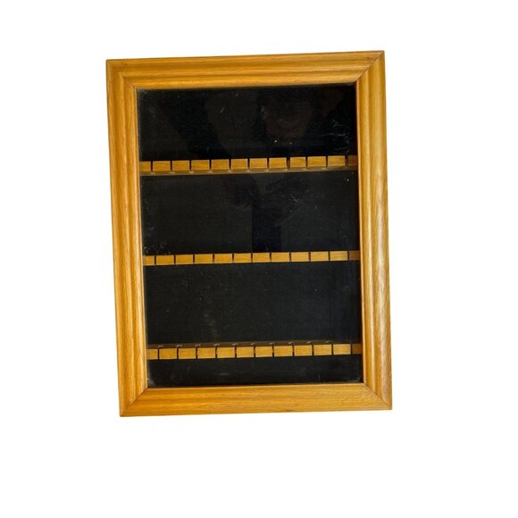 Wooden Display Case With Glass Front & Black Velvet Lining C200 - Picture 1 of 9